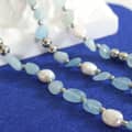 Natural Stone Freshwater Pearl Stainless Steel Necklace Handmade Beaded 2