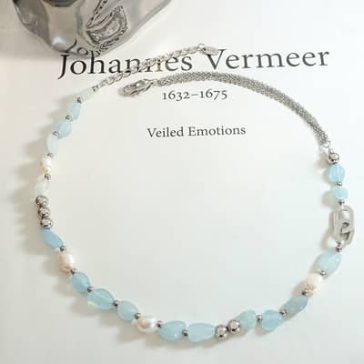 Natural Stone Freshwater Pearl Stainless Steel Necklace Handmade Beaded detail 3