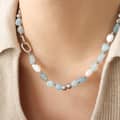Natural Stone Freshwater Pearl Stainless Steel Necklace Handmade Beaded 5