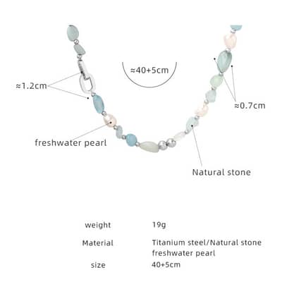 Natural Stone Freshwater Pearl Stainless Steel Necklace Handmade Beaded detail 6