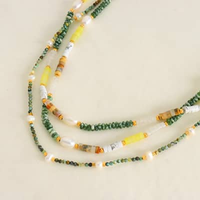 Vintage Natural Stone Necklace New Style Handmade Beaded Stainless Steel Pearl detail 4