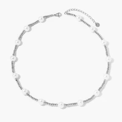 Stainless Steel Beads Necklace Handmade Pearls Waterproof detail 6