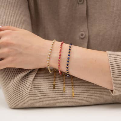 Crystal Stone Stainless Steel Beads Bracelet, Non-Fading detail 4