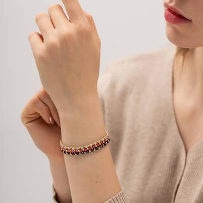 Crystal Stone Stainless Steel Beads Bracelet, Non-Fading detail 5