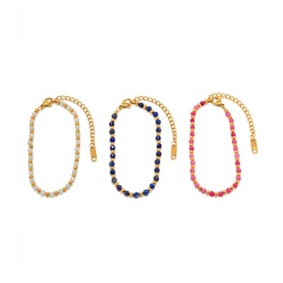 Crystal Stone Stainless Steel Beads Bracelet, Non-Fading detail 6
