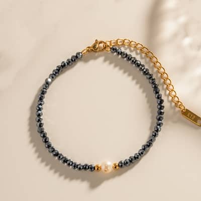 Simple Natural Stone Freshwater Pearl Handmade Bracelet detail 1