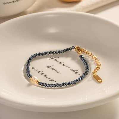 Simple Natural Stone Freshwater Pearl Handmade Bracelet detail 2