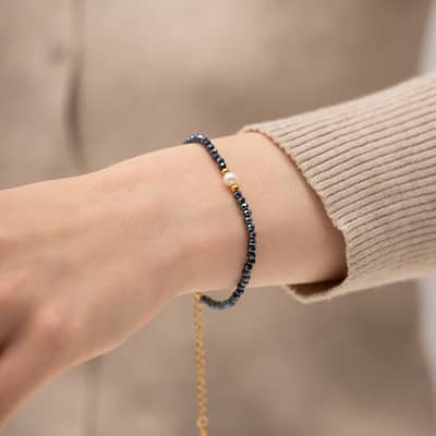 Simple Natural Stone Freshwater Pearl Handmade Bracelet detail 3