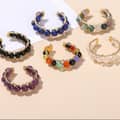 Minimalist Natural Stone Ring With Colorful Beads 2