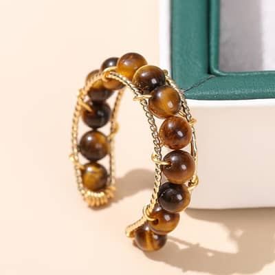 Minimalist Natural Stone Ring With Colorful Beads detail 6