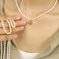 Freshwater Pearl Letter Pendant Necklace Stainless Steel 18K Beaded Zircon Waterproof 5