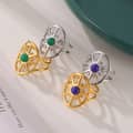 Trendy Hollow Star Turquoise Natural Stone Ring In Stainless Steel With 18K Gold 3