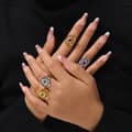 Trendy Hollow Star Turquoise Natural Stone Ring In Stainless Steel With 18K Gold 4