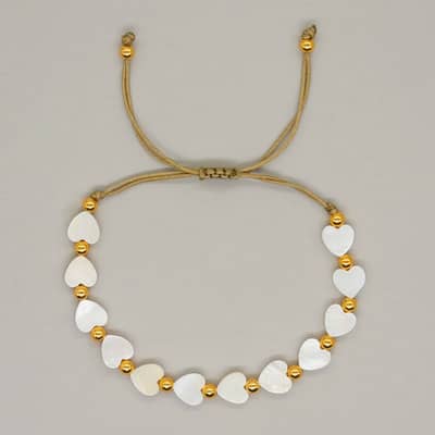 Love Shell Stainless Steel Handmade Beaded Bracelet detail 3