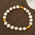 Elegant Freshwater Pearl Beaded Bracelet, 18K PVD Coated Stainless Steel 4