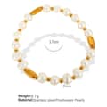 Elegant Freshwater Pearl Beaded Bracelet, 18K PVD Coated Stainless Steel 6