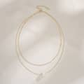 White Freshwater Mabe Baroque Pearl Pendant Chain Necklace, 925 Sterling Silver & 14K Gold Plated 1