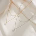 Dainty Pearl Layering Necklace Delicate Minimalist Flower Pendant 1