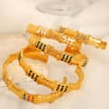 Zircon Bamboo Stainless Steel Open Bracelet, 18K PVD Coated 3