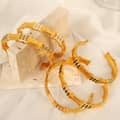 Zircon Bamboo Stainless Steel Open Bracelet, 18K PVD Coated 4