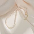 5-6mm French Freshwater Pearl Choker Necklace 14K Gold Plated 925 Sterling Silver Beaded 1