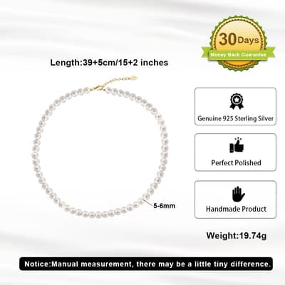5-6mm French Freshwater Pearl Choker Necklace 14K Gold Plated 925 Sterling Silver Beaded detail 5