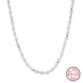 Waterproof Natural Freshwater Oval Pearl Necklace 925 Sterling Silver Beaded 5