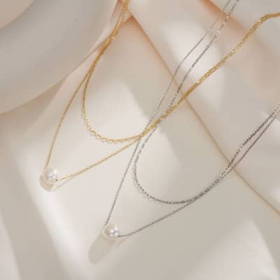 14K Gold Plated 925 Sterling Silver Single Big Round Pearl Pendant Necklace detail 4