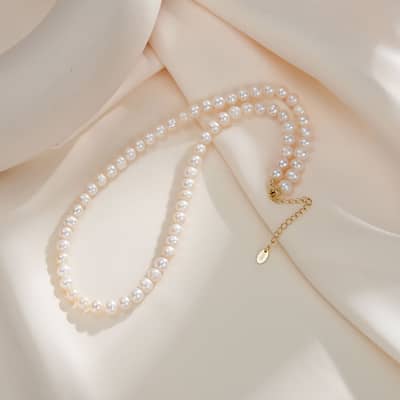 Rice Freshwater Pearl 6-7mm Beaded Choker Necklace Wedding Party Engagement detail 1