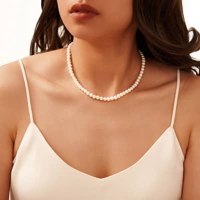 Rice Freshwater Pearl 6-7mm Beaded Choker Necklace Wedding Party Engagement detail 2
