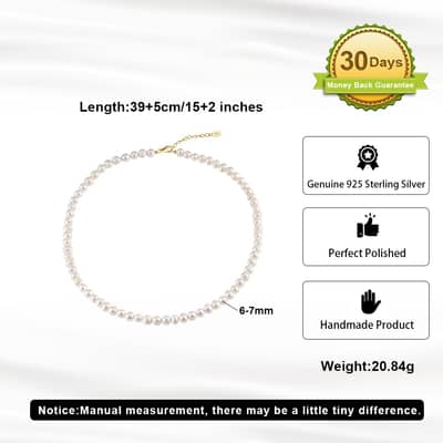 Rice Freshwater Pearl 6-7mm Beaded Choker Necklace Wedding Party Engagement detail 5