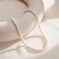 Vintage White Baroque Freshwater Pearl Beaded Necklace, 925 Sterling Silver & 14K Gold Plated 1