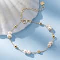 14K Gold Plated Beads with Freshwater Pearl Adjustable Link Chain Bracelet 2