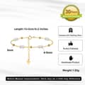 14K Gold Plated Beads with Freshwater Pearl Adjustable Link Chain Bracelet 5