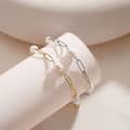 14K Gold Vermeil Plated 925 Silver Paperclip Chain Bracelet with Real White Freshwater Pearl 2
