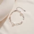 14K Gold Vermeil Plated 925 Silver Paperclip Chain Bracelet with Real White Freshwater Pearl 3