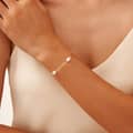 14K Gold Vermeil Plated 925 Silver Paperclip Chain Bracelet with Real White Freshwater Pearl 4