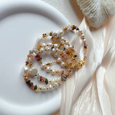 Natural Stone Freshwater Pearl Stainless Steel Beaded Bracelet detail 2
