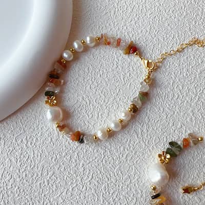 Natural Stone Freshwater Pearl Stainless Steel Beaded Bracelet detail 3