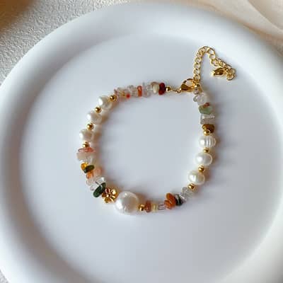 Natural Stone Freshwater Pearl Stainless Steel Beaded Bracelet detail 6
