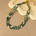 Natural Stone Beaded Necklace Waterproof Titanium Steel Bead Freshwater Pearl Gift 1