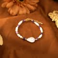 Natural Freshwater Pearl Purple Stone Titanium Steel Bracelet 1
