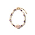 Natural Freshwater Pearl Purple Stone Titanium Steel Bracelet 2