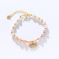 Natural Freshwater Pearl Titanium Steel Bracelet with Zircon Pendant 1