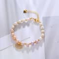 Natural Freshwater Pearl Titanium Steel Bracelet with Zircon Pendant 2