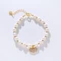 Natural Freshwater Pearl Titanium Steel Bracelet with Zircon Pendant 6