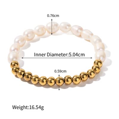 Freshwater Pearl 18K Handmade Beaded Stainless Steel Bracelet detail 6