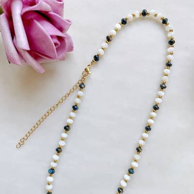 New Style Beaded Necklace Natural Agate Stone Waterproof Titanium Steel Beads Gold Stainless Steel detail 2