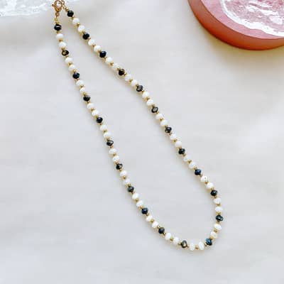 New Style Beaded Necklace Natural Agate Stone Waterproof Titanium Steel Beads Gold Stainless Steel detail 3