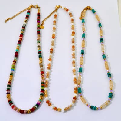 Beaded Necklace Natural Stone Waterproof Titanium Steel Colorful New Style detail 1